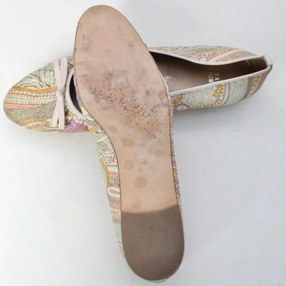 Stuart Weitzman Cream Multicolor Floral Paisley Ballet Almond Toe Flats Size 10
